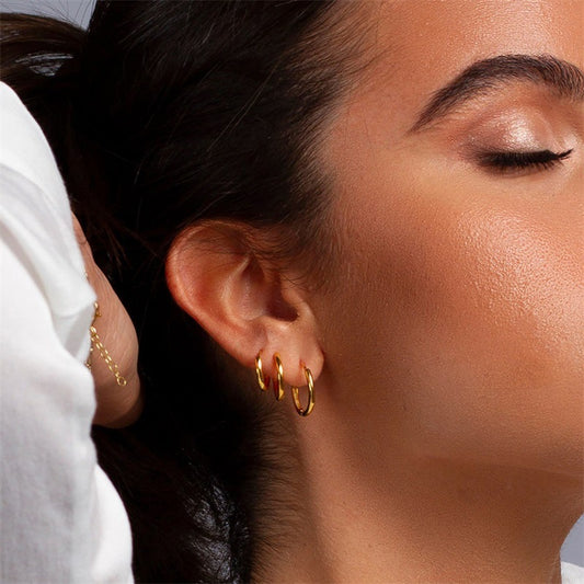 Classic Round Huggie Hoop Earrings